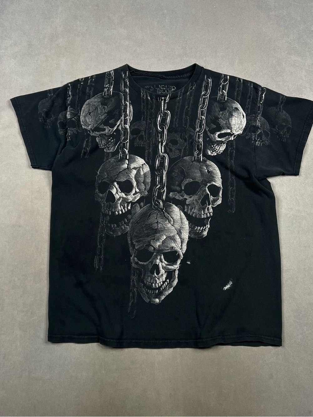 Liquid Blue Black Skull Chain Graphic Tee Y2K